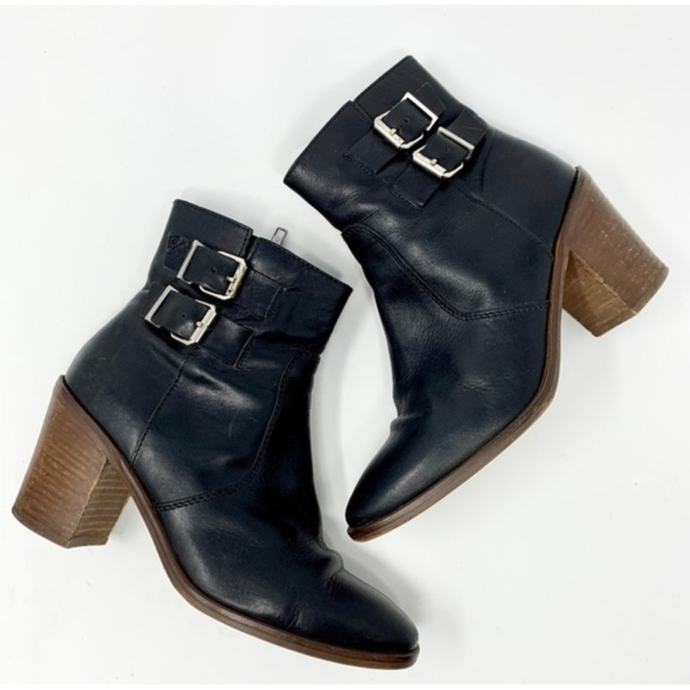 J Crew Dean Midshaft Boots Black 6.5 07047 Ankle Double Buckle Moto Biker Grunge